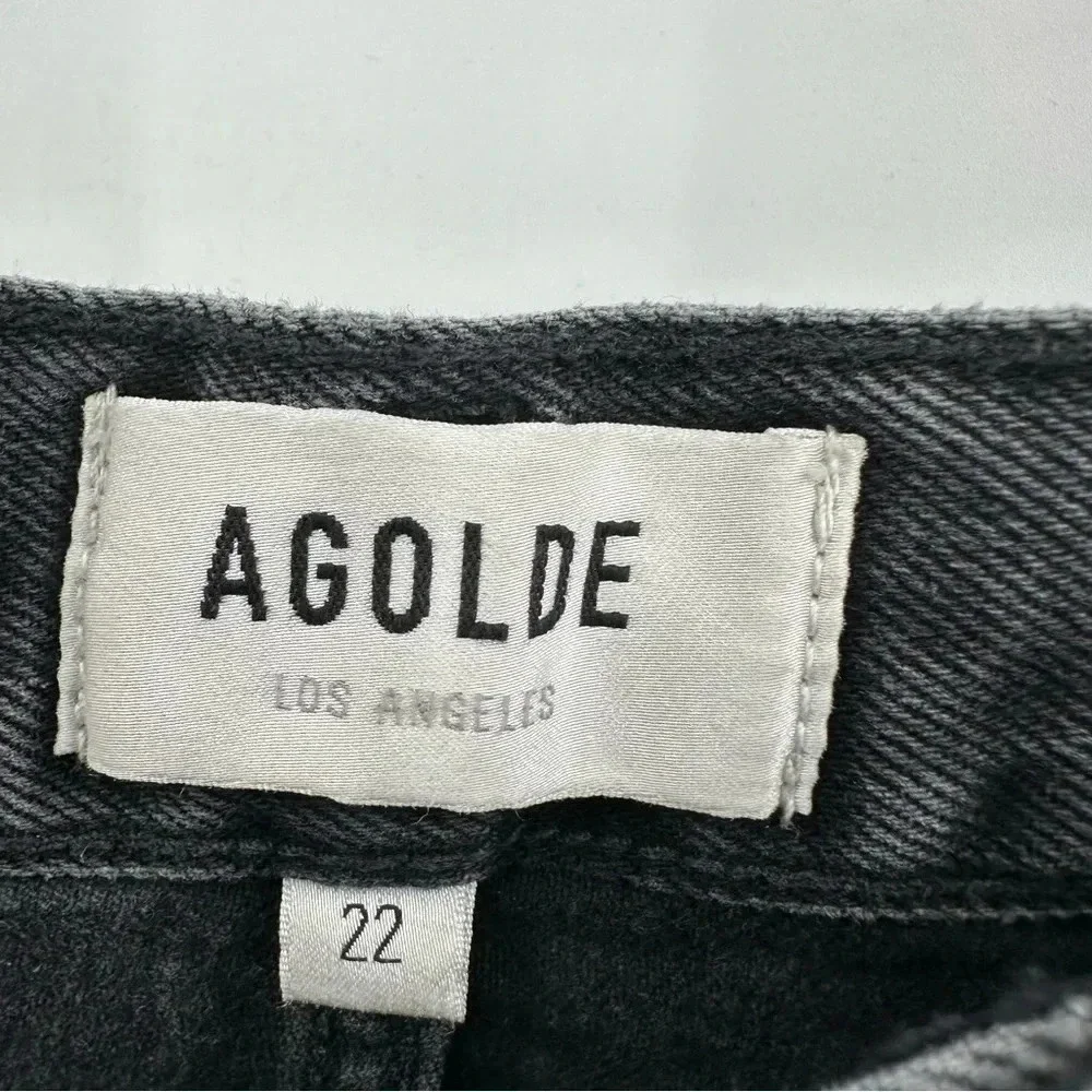 NWT Agolde Parker Loose Fit Vintage Long Short Chromatic Black size 22 B1094